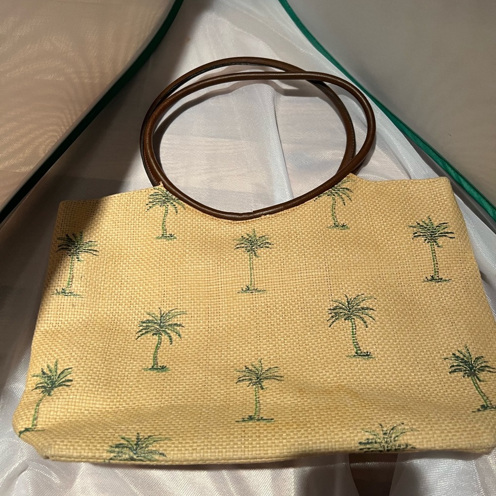 Cappella Straworld Hawaiian Straw Bag with Leather Handles